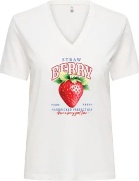 Camiseta de mujer con escote pico y manga corta - Only - FashionsVida