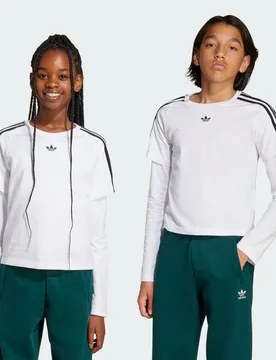 T-shirt Layered Long-Sleeve 10-11A White / Black - Adidas - FashionsVida