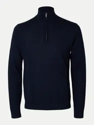 Strickpullover mit Reißverschluss Blau M