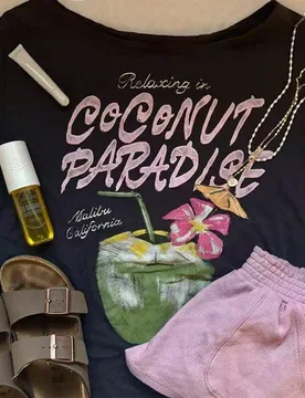 Camiseta casual de mujer de cuello redondo y manga corta con estampado de letras L - Shein - FashionsVida