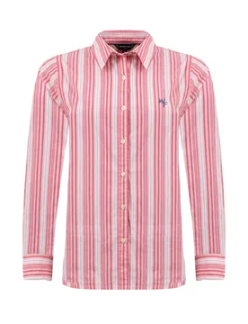 Weird Fish Roscoe Striped Boyfriend Shirt Size 10 - offers all-offers offers womens-offers sale all-sale sale womens women women all-womens women tshi - Flamingo - FashionsVida