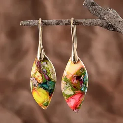 B&F Bohemian style leaf stone earrings