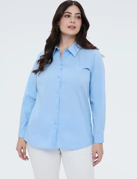 Camisa de mujer clásica en popelín de algodón tejido popelín fresco y ligero - Fiorella Rubino - FashionsVida