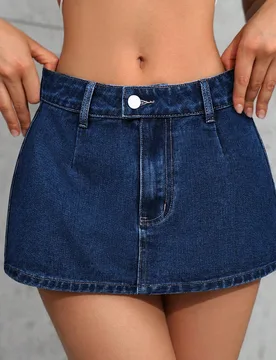 Minifalda de mezclilla ultra corta, de moda para el verano, para mujeres altas Tall M - Shein - FashionsVida