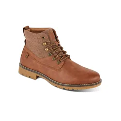 Mens Leather Lace-Up Boots - Tan - Size Uk 9