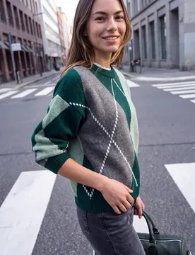 Street One Pullover mit Rundhals und Argyle-Muster female Grün - Street One Studio - FashionsVida