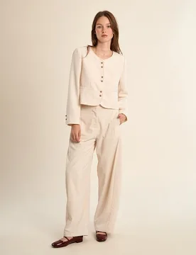 Chaqueta de mujer de manga larga botones borados - Molly Bracken - FashionsVida