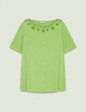 T-shirt ricamata donna verde - LUISA VIOLA - FashionsVida