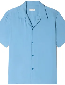 Camisa de vestir de hombre con corte fluido cuello italiano y manga corta - sandro - FashionsVida