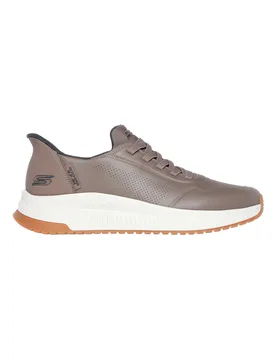 Sneakers taupe in simil pelle con Memory Foam Bobs Squad 4 Direct Step 45 - Skechers - FashionsVida