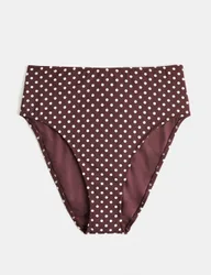 Print High Waisted Bikini Bottom Dark Brown Mix female