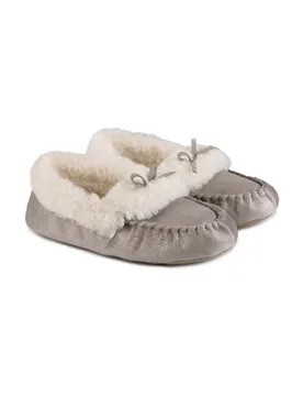 Womens Sparkle Moccasin Slippers - - Size: 5-6 - totes - FashionsVida