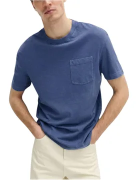 M&s Mens T Shirts Relax Fit Short Sleeve Pure Cotton Garment Dyed Oversized Top - Blue - Size Small - Marks & Spencer - FashionsVida