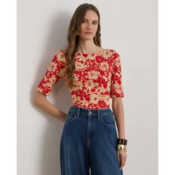 Camiseta de mujer de algodón elástico con estampado