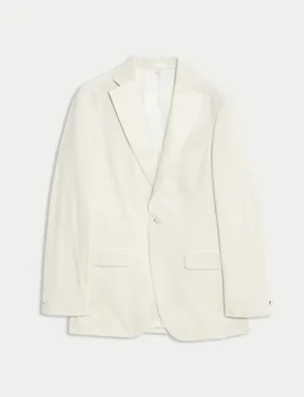 Tailored Fit Velvet Blazer Ecru male - M&S - FashionsVida