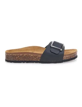 Ciabatte nere fibbia regolabile sottopiede in vera pelle 31838Q 36 - BIOMODEX - FashionsVida