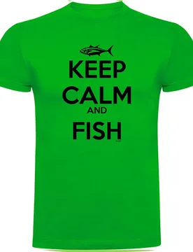 Keep Calm And Fish Short Sleeve T-shirt Green 3XL Men - Kruskis - FashionsVida