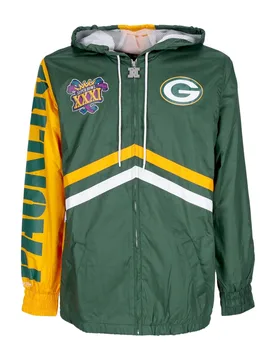 Giacca a Vento Uomo Nfl Undeniable Full Zip Windbreaker Grepac Dark Green - Mitchell & Ness - FashionsVida