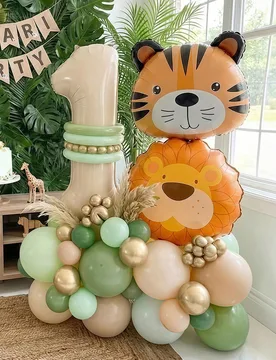 Piezas/Set Globos de decoración para fiesta de cumpleaños con tema de animales de la selva, globos de número 0-9 de 40 pulgadas color crema, globos - Shein - FashionsVida