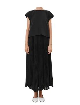 Vestito lungo smanicato Donna con gonna plisse - MEIMEIJ - FashionsVida