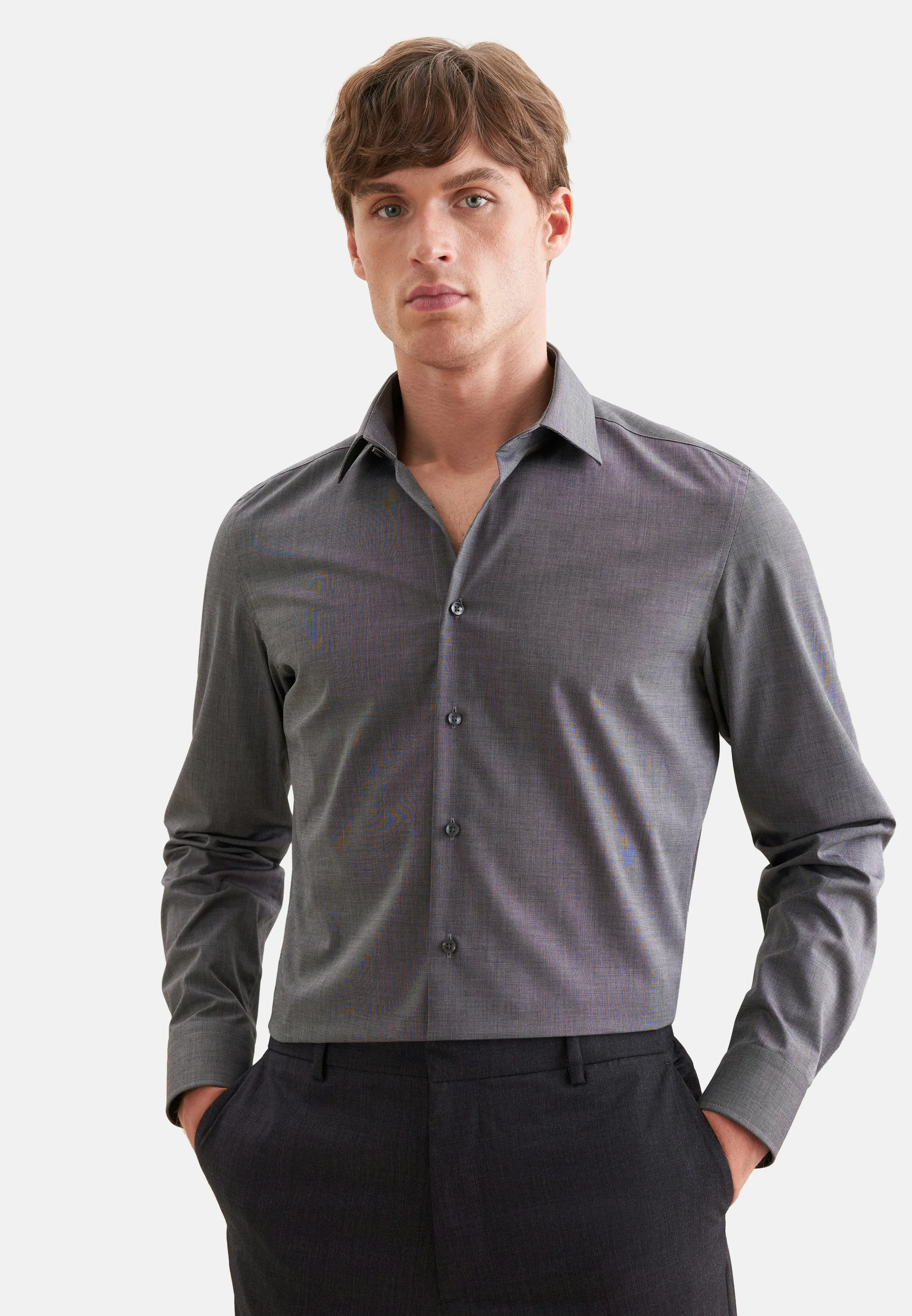 Slim Business Hemd Uni Grau 38 - Seidensticker - FashionsVida