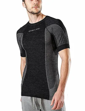 Camiseta funcional de manga corta para hombre negro L - Merino & More - FashionsVida