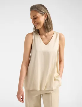 Top de mujer de raso de viscosa con escote en v ajuste regular sin cierre - Elena Miró - FashionsVida
