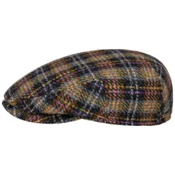 Kent Check Harris Tweed Flat Cap by - black-yellow - Size: 60 cm