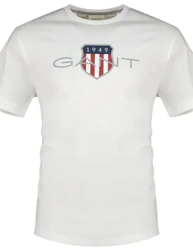 Maglietta A Maniche Corte Archive Shield Regular Fit White 2XL - Gant - FashionsVida