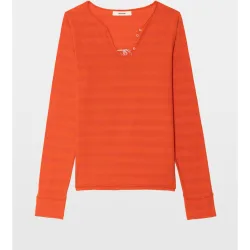 Zadig & Voltaire - Camiseta Tunecina de mujer de manga larga de algodón con rayas y strass