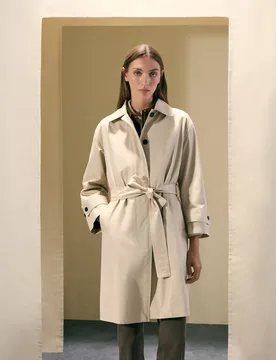 Parka lisa tipo gabardina larga con cuello camisero de mujer - Woman El Corte Inglés - FashionsVida