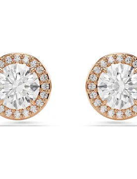 Orecchini a lobo Una Angelic, Taglio tondo, Pavé, Bianchi, Finitura oro rosa 18K OS - Swarovski - FashionsVida