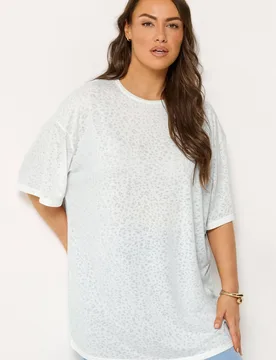 Women's Animal Burnout T-Shirt in White Size: 26-28 - White - Size: 26-28 - Yours - FashionsVida