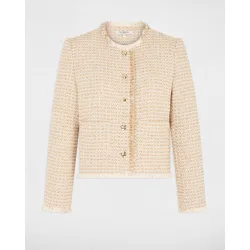 Chaqueta de mujer en tweed con cuello con solapa