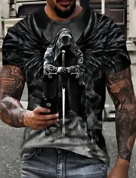 Men's 3D Skull Print T-Shirt Vintage Style Oversized Short Sleeve Round Neck T-Shirt Top Summer Harajuku Streetwear Men Clothing - Aliexpress - FashionsVida
