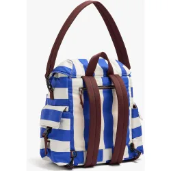 Mochila de mujer con cierre de mosquetón y estampado de rayas