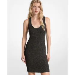 Vestido corto en punto elástico metálico acanalado