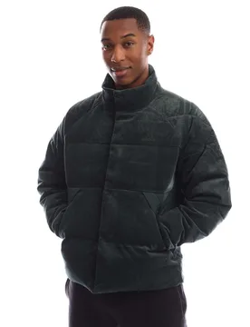 Mens Down Jacket In Green - Size Small - Adidas - FashionsVida