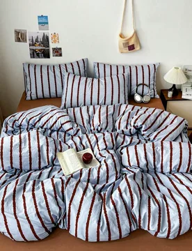 Juego de ropa de cama de 3 piezas de poliéster con estampado minimalista vintage, ropa de cama para dormitorio, juego de ropa de cama decorativa para - Shein - FashionsVida
