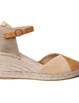 Pons Espadrilles Compensées Beral Beige Leather EU 42 - Toni - FashionsVida