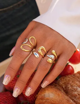 Set de 3 anillos de acero inoxidable con acabado en oro y plata, de estilo minimalista, elegante y único. Joyería de uso diario y regalo para mujere - Shein - FashionsVida