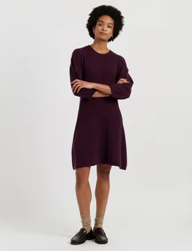Wool Rich Mini Skater Dress with Cashmere Plum female - Chinti & Parker - FashionsVida