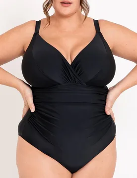 Women's Calypso Plunge Control Underwired Swimsuit in Black Size: 38JJ - Black - Size: 38JJ - Adella - FashionsVida