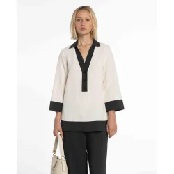 Blusa de mujer bicolor con cuello