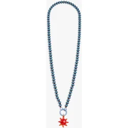 Collar largo de cuentas con abalorio de sol decorativo