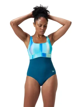 Shaping Contoureclipse Printed Swimsuit Dark Teal UK 42 Women - Speedo - FashionsVida