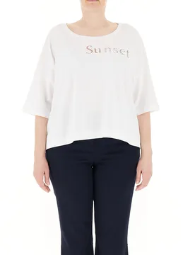 T-shirt con ricami BIANCO L - PERSONA by MARINA RINALDI - FashionsVida
