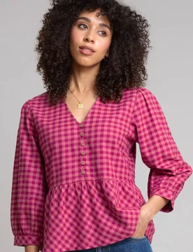 Women's Damson Check Worgret Flannel Blouse in Pink Size: 16 - Pink - Size: 16 - Kite - FashionsVida