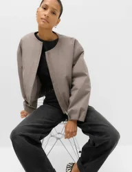 Collarless Bubble Hem Jacket Grey female