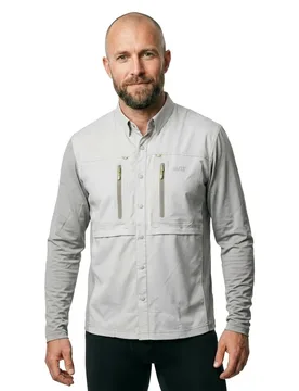 Solar Pro Long Sleeve Shirt Light Grey 2XL Men - Traper Fly - FashionsVida